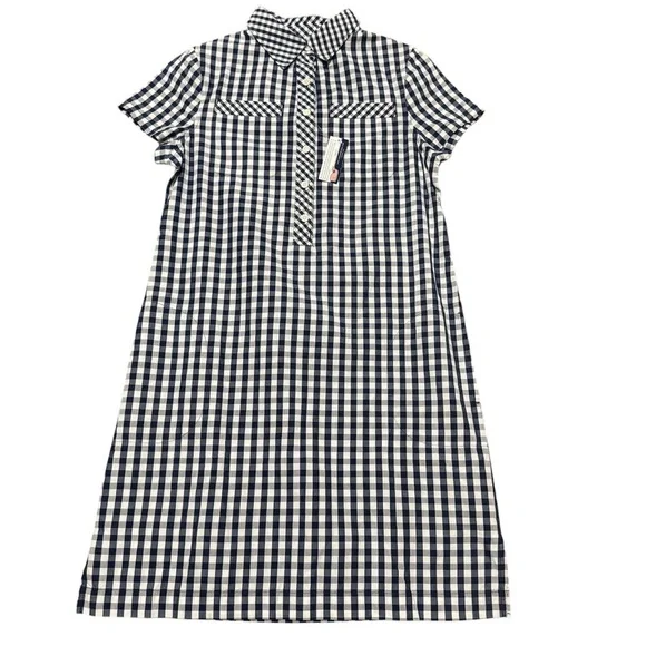 Vineyard Vines Navy White Gingham 100% Cotton Shirt Dress Size 0 New with Tags - Picture 8 of 8